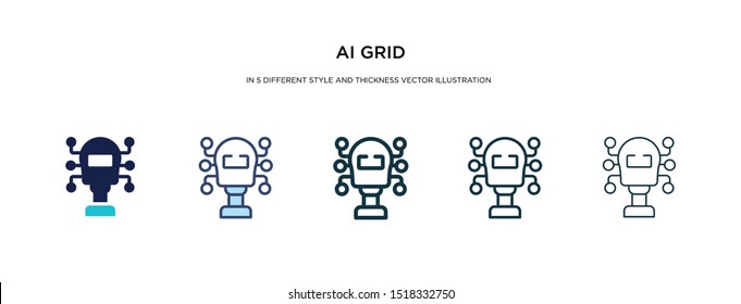 ai grid icon in different style and thickness vector illustration. Two colored and black ai grid vector icons in filled, outline, line, stroke style can be used for web, mobile, UI