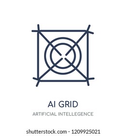 AI grid icon. AI grid linear symbol design from Artificial Intellegence collection.