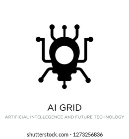 ai grid icon vector on white background, ai grid trendy filled icons from Artificial intellegence and future technology collection, ai grid simple element illustration