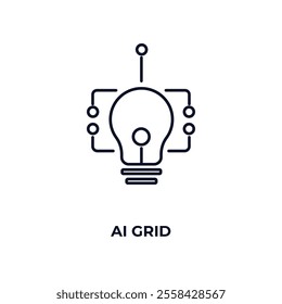 ai grid outline icon. Linear vector from ai and tech concept. Thin line ai grid icon isolated on white background