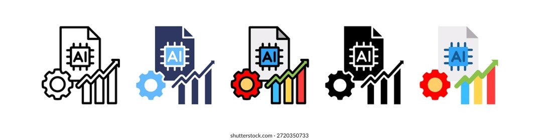 Icono de crecimiento de IA Ilustración vectorial múltiple