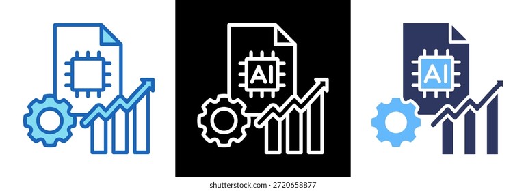 Ilustración vectorial de estilo triple Ai Growth Icon