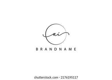 A I AI hand drawn logo of initial signature, fashion, jewelry, photography, boutique and botanical creative vector logo template for any company or business.