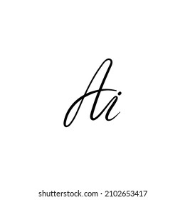 Ai handwritten logo, A and i monogram typography logo template, A i signature vector