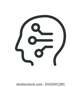 AI head chip isolated icon, artificial intelligence vector icon with editable stroke
