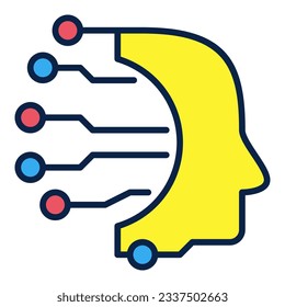 Cabeza de IA con elemento de diseño o icono de diseño del vector de la placa de circuito ML