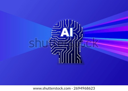 Ai Head Digital Artificial Intelligence Circuit Line, AI Vision The Future of Intelligent Technology