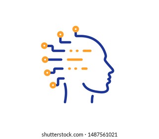 Ai head sign. Artificial intelligence line icon. Robotic intellect symbol. Colorful outline concept. Blue and orange thin line artificial intelligence icon. Vector