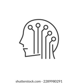 AI Head vector Brain Tech concept icon or symbol in outline style