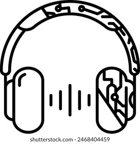 ai headphone with outline style with outline style black and white color