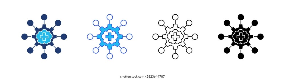 Ai Health Multiple Style Icon Set Collection Pack Web Banner Vector