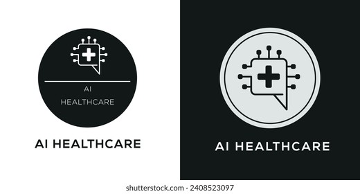 Icono de AI Healthcare (inteligencia artificial), signo de vector.