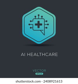 AI Healthcare (Artificial intelligence) Icon, Vector sign.