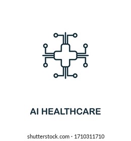 Ai Healthcare Icon From Artificial Intelligence Collection. Simple Line Ai Healthcare Icon For Templates, Web Design And Infographics