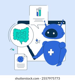 AI in healthcare, transforming patient care and medical solutions. AI research in internal organ analysis. Vector illustration