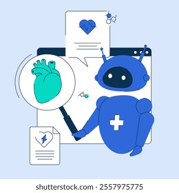 AI in healthcare, transforming patient care and medical solutions. AI research in internal organ analysis. Vector illustration