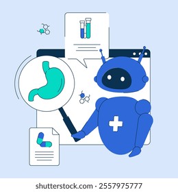 AI in healthcare, transforming patient care and medical solutions. AI research in internal organ analysis. Vector illustration