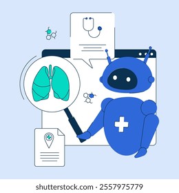 AI in healthcare, transforming patient care and medical solutions. AI research in internal organ analysis. Vector illustration