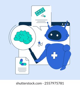 AI in healthcare, transforming patient care and medical solutions. AI research in internal organ analysis. Vector illustration