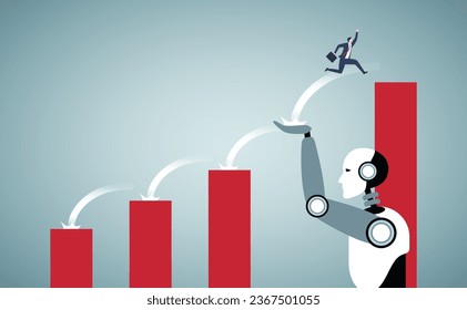 AI help businessman make progress.