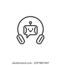 AI Help Center line icon. linear style sign for mobile concept and web design. Help desk chatbot outline vector icon. Symbol, logo illustration. Vector graphics