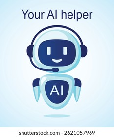 Ilustração de robô auxiliar de IA para suporte e assistência técnica