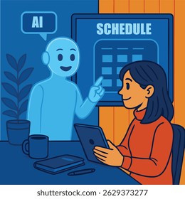 AI Helping with Daily Scheduling Vector Illustration