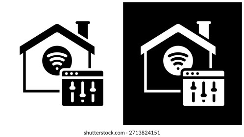 Icono Del Control Casero Del Aire Fijado En Fondo Blanco Y Negro