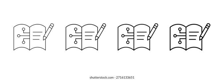 AI Heimarbeit Icons Vektorgrafik-Set in verschiedenen Strichlinienstil