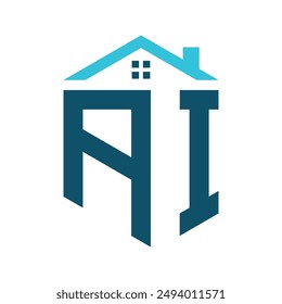AI House Logo Design Template. Letter AI Logo for Real Estate, Construction or any House Related Business