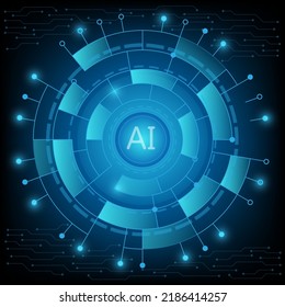 AI HUD control from center concept vector for technology and finance concept and education for future