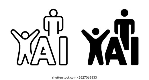 Icono de la colaboración humana y del aire. Estilo lineal y de silueta.