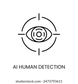 Ai human detection line vector icon with editable stroke