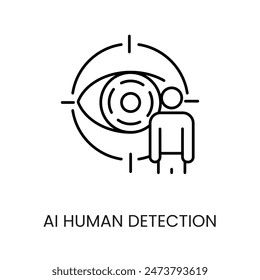 Ai human detection line vector icon with editable stroke