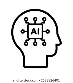 AI and Human Head with chip illustration