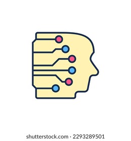 Cabeza humana de AI con vectores Tecnología de red neuronal concepto de icono o elemento de logotipo