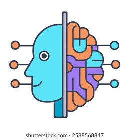 AI and human neural interface illustration