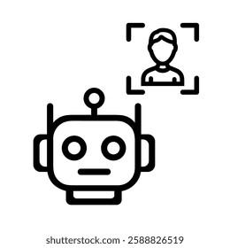 AI and Human Robot with face recognition illustration