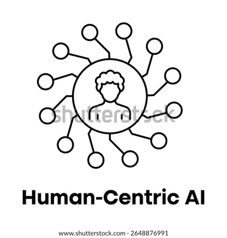 AI with Human Values Icon, Responsible AI Experience Vector