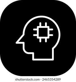 Icono de inteligencia artificial humanoide de IA con estilo de contorno de línea rellena negra. tecnología, ia, robot, futurista, máquina, cyborg, innovación. Ilustración vectorial