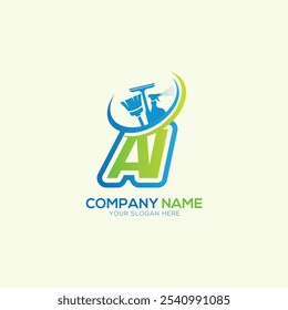 AI or IA Letter Local Cleaning vector logo. Cleaning service logo vector