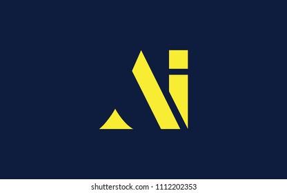 AI IA A I Uppercase Letter Initial Logo Design Template Vector Illustration