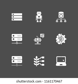ai icon. 9 ai set with internet, smart, robot and server vector icons for web and mobile app