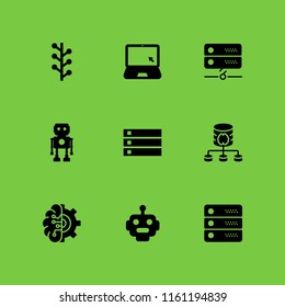 ai icon. 9 ai set with server, internet, artificial and robot vector icons for web and mobile app