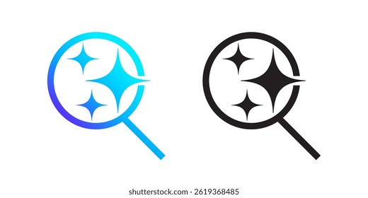 AI icon for artificial intelligence app tools or assistant chat button, vector sign. AI assistant or search application UI magic magnifier tool icon