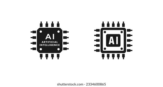 AI icon or Artificial intelligence icon vector isolated For Smart Technology Design Element. AI icon vector for technology design. Artificial intelligence icon isolated in flat style.