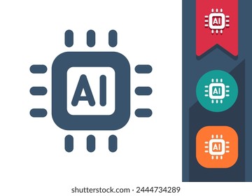 AI Icon. Chip, Microchip, Processor, Microprocessor. Professional, pixel perfect vector icon.