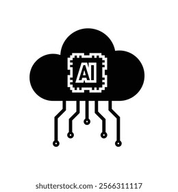ai icon. Cloud Computing, Outline icons include network, Download and Upload. for computers, technology. Solid design style. vector design template