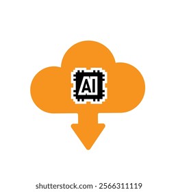 ai icon. Cloud Computing, Outline icons include network, Download and Upload. for computers, technology. Solid design style. vector design template