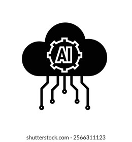 ai icon. Cloud Computing, Outline icons include network, Download and Upload. for computers, technology. Solid design style. vector design template
